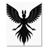 Winged Bunny Angel Black Silhouette Area Rug