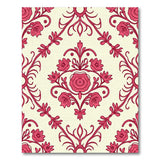 Pink Rose Damask Floral Area Rug