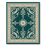 Teal Persian Area Rug with Gold Floral Borders