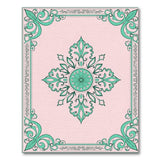 Teal Floral Medallion Pink Area Rug