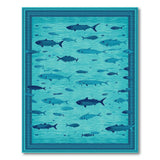 Blue and Teal Teal Blue Swimming Fish Area Rug