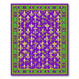 Purple Fleur-de-Lis Area Rug with Green Border