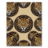 Leopard Head Medallion Beige Area Rug