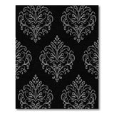 Elegant Silver Damask Black Area Rug
