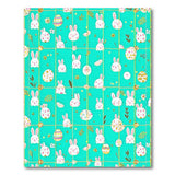 Whimsical Bunny Easter Egg Teal Kids Area Rug