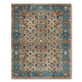 Persian Medallion Area Rug with Navy Blue Border