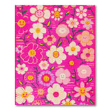 Playful Smiley Flower Pink Kids Rug
