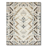 Southwestern Geometric Tribal Brown and Tan Area Rug