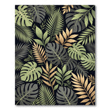 Lush Monstera Leaf Area Rug Green on Black