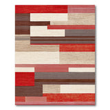 Red Bold Red Geometric Block Area Rug