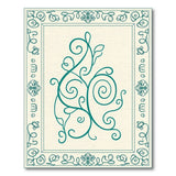 Teal Vine Floral Border Area Rug