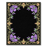 Ornate Purple Floral Art Nouveau Border Rug