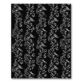 Black White Bird Vine Floral Rug