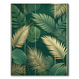 ODIKA Emerald Green and Gold Tropical Leaf Washable Rug - Low Pile Non-Slip Art Deco Area Carpet