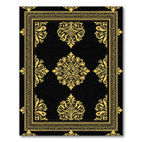 Gold and Silver Black Gold Ornate Persian Border Area Rug