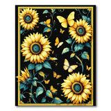Sunflower Butterfly Floral Area Rug