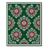 Emerald Green Snowflake Motif Area Rug