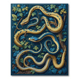 Intertwined Blue Yellow Serpents Jungle Rug