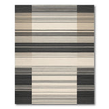 Beige and Neutral Modern Black Beige Striped Area Rug