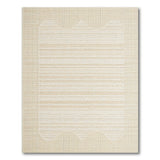 Beige Striped Area Rug with Scalloped Edges