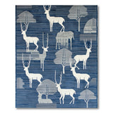 Indigo Blue Deer Tree Silhouette Area Rug