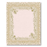 Ornate Gold Floral Border Pink Area Rug