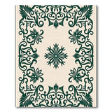 Ornate Emerald Green Floral Scroll Rug