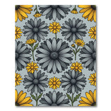 Vintage Yellow Grey Daisy Floral Area Rug