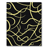 Black Abstract Area Rug with Gold Swirls