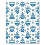 Blue Floral Motif Vintage Area Rug