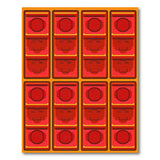 Cheerful Pixel Smiley Faces Red Area Rug