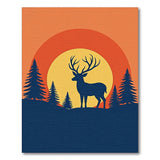 Orange Sunset Deer Silhouette Area Rug