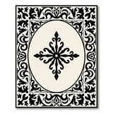 Ornate Black White Baroque Medallion Rug