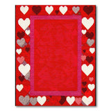 Red Hearts Border Crochet Area Rug