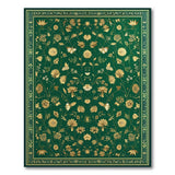 Emerald Green Gold Floral Butterfly Area Rug
