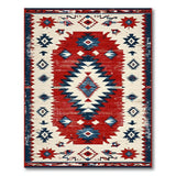 Distressed Red Navajo Southwestern Area Rug