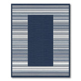 Navy Blue Striped Border Area Rug