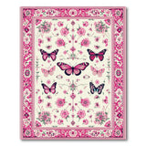 Pink Monarch Butterfly Floral Area Rug
