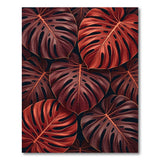 Red Monstera Leaves Area Rug
