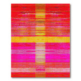 Vibrant Red Yellow Grid Stripe Area Rug