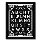 Ornate Alphabet Black White Vintage Rug