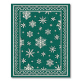 Festive Green Snowflake Area Rug with Ornate Border
