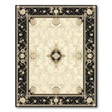 ODIKA Traditional Medallion Black & Beige Washable Area Rug - Low Pile Non-Slip Pet Friendly