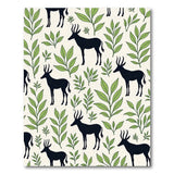 Kudu Antelope Green Leaf Silhouette Rug
