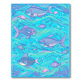 Vibrant Teal Ocean Fish Area Rug
