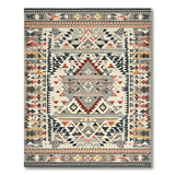 Southwestern Geometric Tribal Rug in Grey Rust