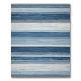 Blue and Teal Blue Striped Geometric Area Rug