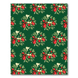 Green Red Berry Wreath Pattern Area Rug