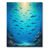 ODIKA Washable Shark Ocean World Area Rug - Non-Slip Low Pile Kids Room Decor