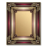 Ornate Maroon Gold Palm Frond Border Rug